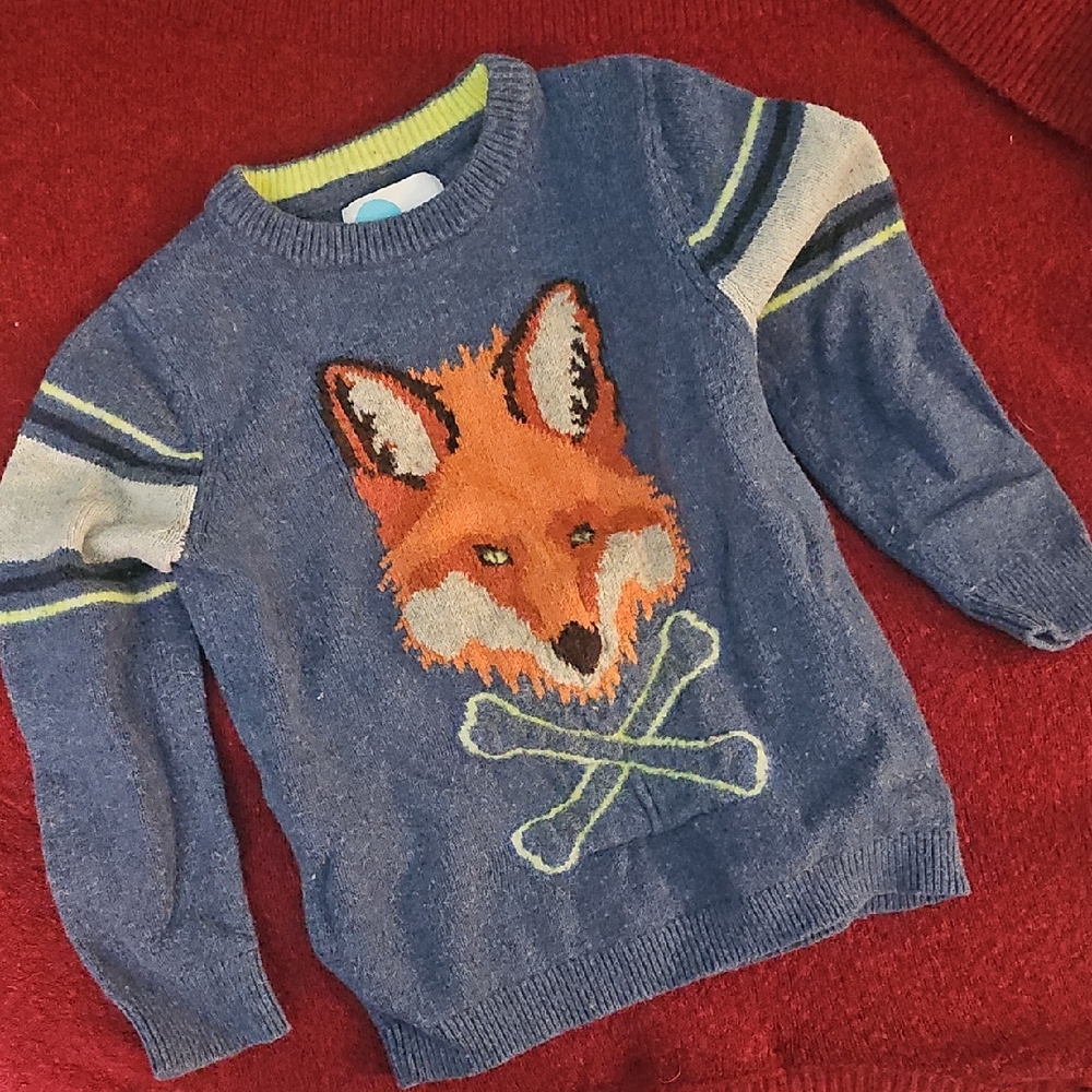 Mini Boden Navy Sweater with Fox Motif